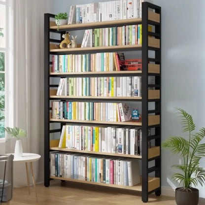 Bibliothèque autoportante simple à plusieurs niveaux en bois avec cadre en acier