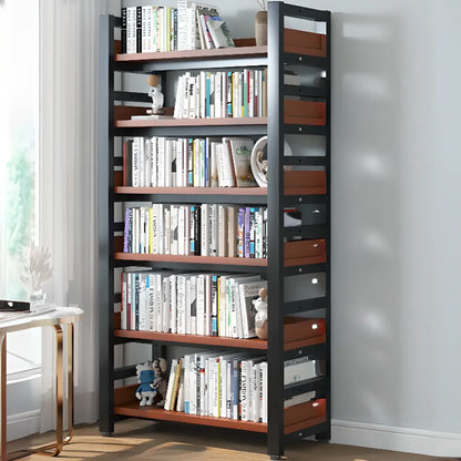 Bibliothèque autoportante simple à plusieurs niveaux en bois avec cadre en acier