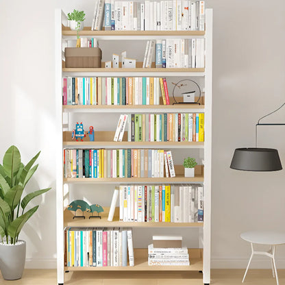 Bibliothèque autoportante simple à plusieurs niveaux en bois avec cadre en acier