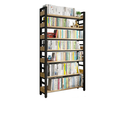 Bibliothèque autoportante simple à plusieurs niveaux en bois avec cadre en acier