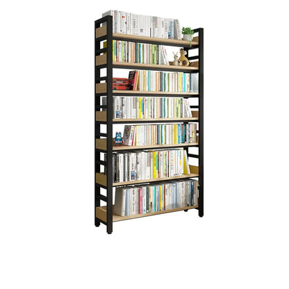 Bibliothèque autoportante simple à plusieurs niveaux en bois avec cadre en acier