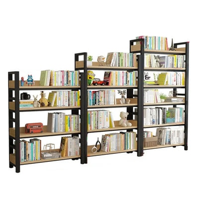 Bibliothèque autoportante simple à plusieurs niveaux en bois avec cadre en acier