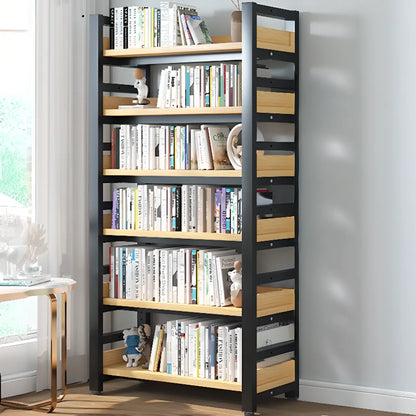 Bibliothèque autoportante simple à plusieurs niveaux en bois avec cadre en acier
