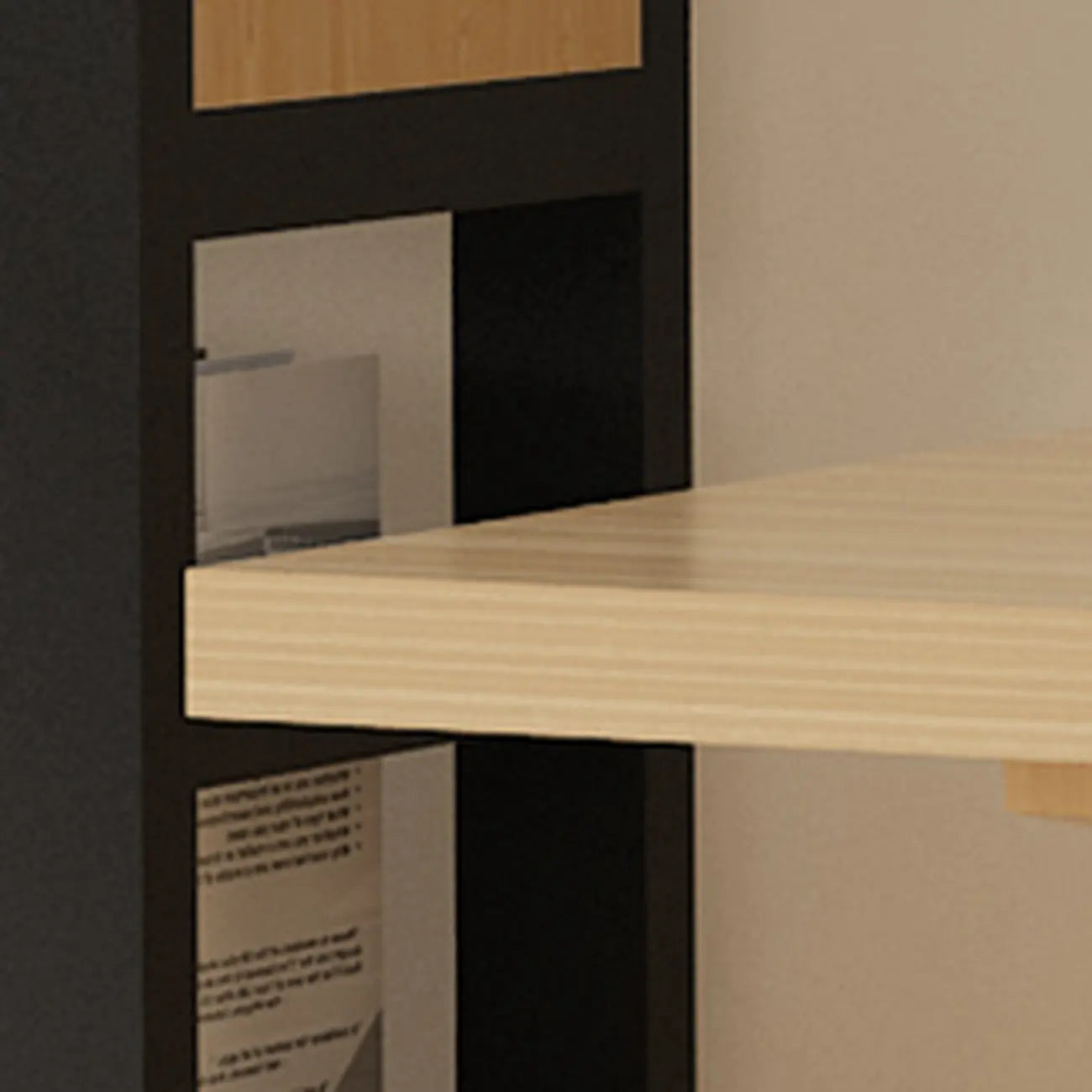 Bibliothèque autoportante simple à plusieurs niveaux en bois avec cadre en acier