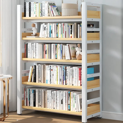 Bibliothèque autoportante simple à plusieurs niveaux en bois avec cadre en acier