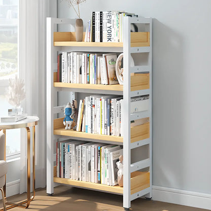 Bibliothèque autoportante simple à plusieurs niveaux en bois avec cadre en acier