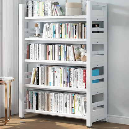 Bibliothèque autoportante simple à plusieurs niveaux en bois avec cadre en acier