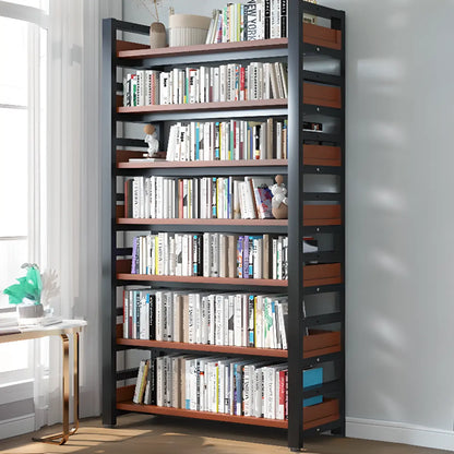 Bibliothèque autoportante simple à plusieurs niveaux en bois avec cadre en acier