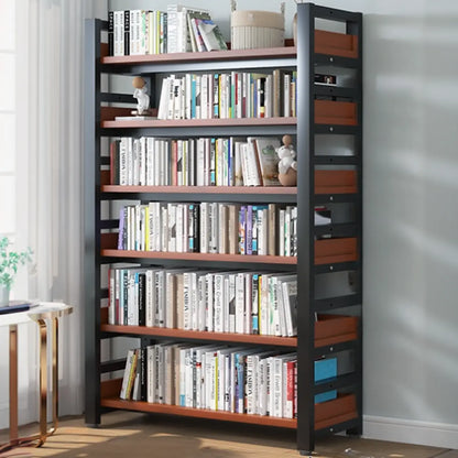 Bibliothèque autoportante simple à plusieurs niveaux en bois avec cadre en acier