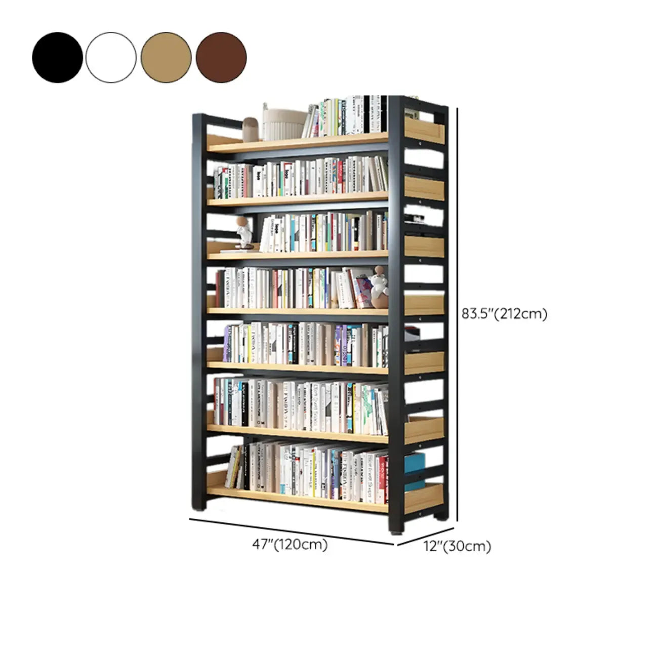 Bibliothèque autoportante simple à plusieurs niveaux en bois avec cadre en acier