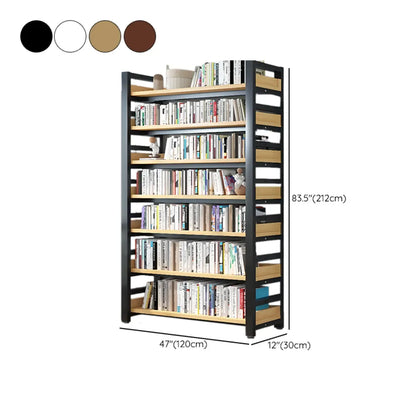 Bibliothèque autoportante simple à plusieurs niveaux en bois avec cadre en acier