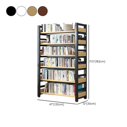 Bibliothèque autoportante simple à plusieurs niveaux en bois avec cadre en acier