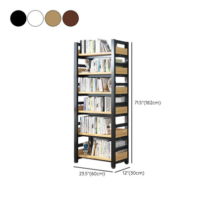 Bibliothèque autoportante simple à plusieurs niveaux en bois avec cadre en acier
