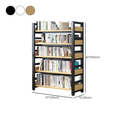 Bibliothèque autoportante simple à plusieurs niveaux en bois avec cadre en acier