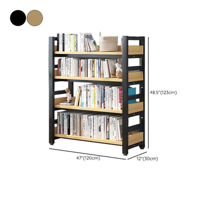 Bibliothèque autoportante simple à plusieurs niveaux en bois avec cadre en acier