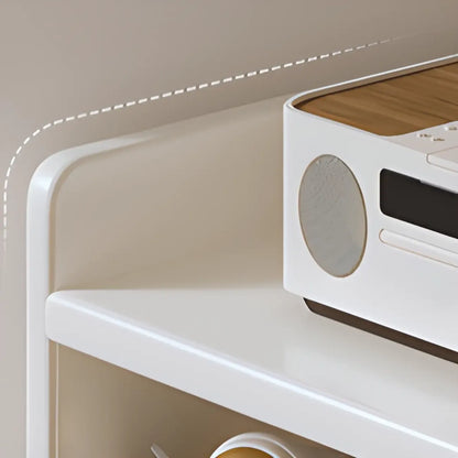 Bibliothèque étroite en bois blanc à 6 étagères avec armoire