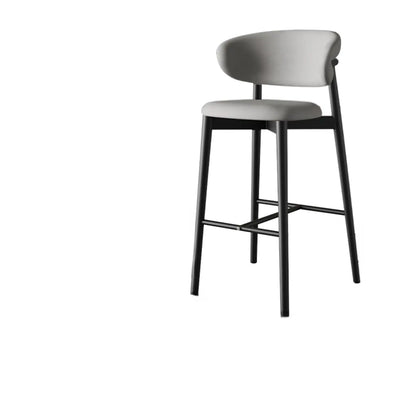 Tabouret de bar Art Déco en cuir, dossier bas, hauteur comptoir
