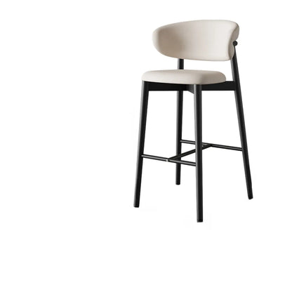 Tabouret de bar Art Déco en cuir, dossier bas, hauteur comptoir