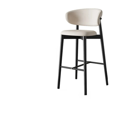 Tabouret de bar Art Déco en cuir, dossier bas, hauteur comptoir