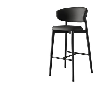 Tabouret de bar Art Déco en cuir, dossier bas, hauteur comptoir