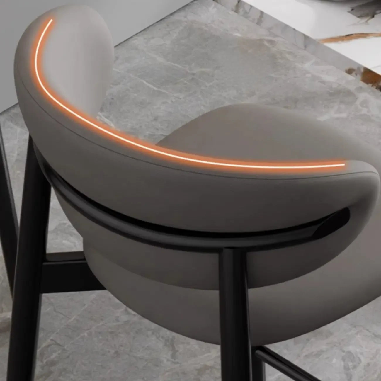 Tabouret de bar Art Déco en cuir, dossier bas, hauteur comptoir
