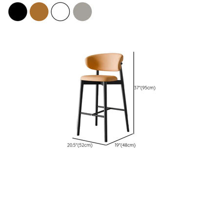 Tabouret de bar Art Déco en cuir, dossier bas, hauteur comptoir