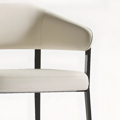 Chaise de salle à manger moderne avec accoudoirs en similicuir, dossier ouvert et pieds en alliage