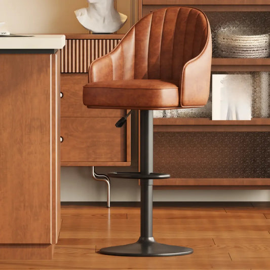 Tabouret de bar pivotant en cuir de style moderne du milieu du siècle, hauteur réglable