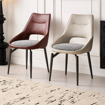 Chaise de salle à manger moderne rembourrée, dossier ouvert et sans accoudoirs
