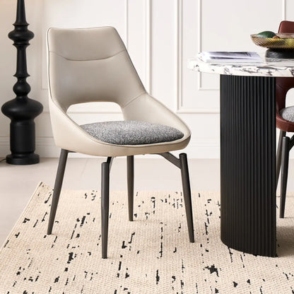 Chaise de salle à manger moderne rembourrée, dossier ouvert et sans accoudoirs