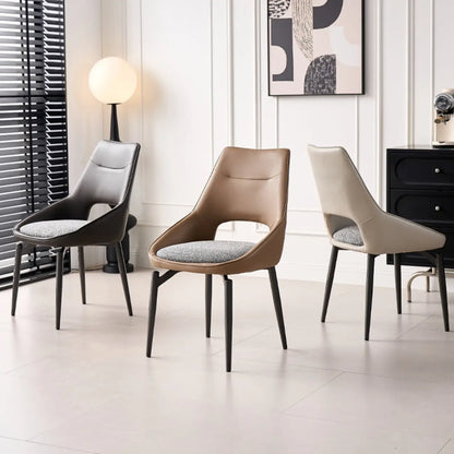 Chaise de salle à manger moderne rembourrée, dossier ouvert et sans accoudoirs