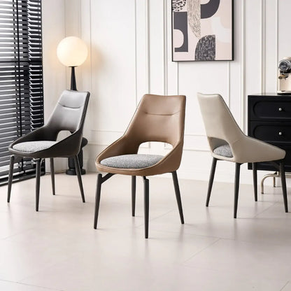 Chaise de salle à manger moderne rembourrée, dossier ouvert et sans accoudoirs
