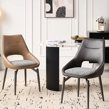 Chaise de salle à manger moderne rembourrée, dossier ouvert et sans accoudoirs