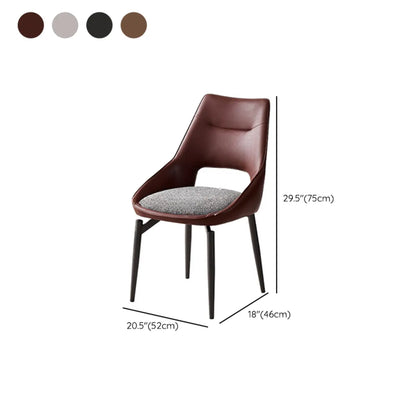 Chaise de salle à manger moderne rembourrée, dossier ouvert et sans accoudoirs