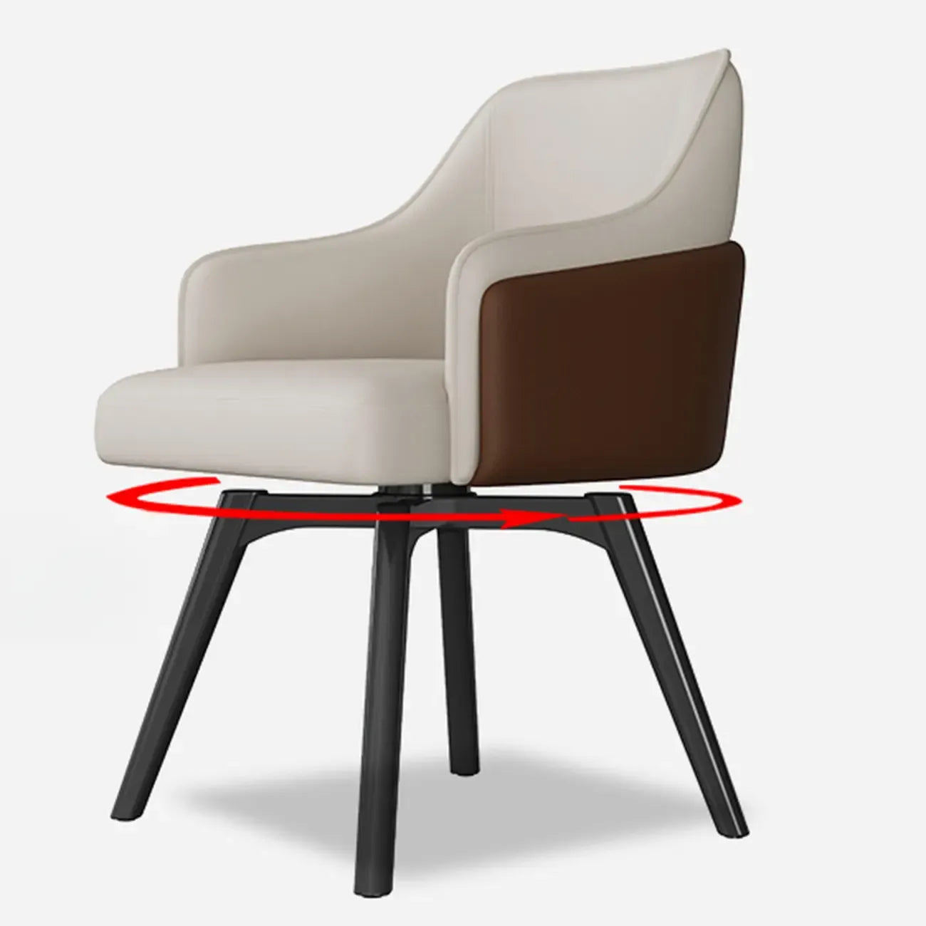 Chaise de salle à manger pivotante moderne en similicuir avec dossier plein