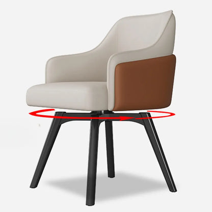 Chaise de salle à manger pivotante moderne en similicuir avec dossier plein