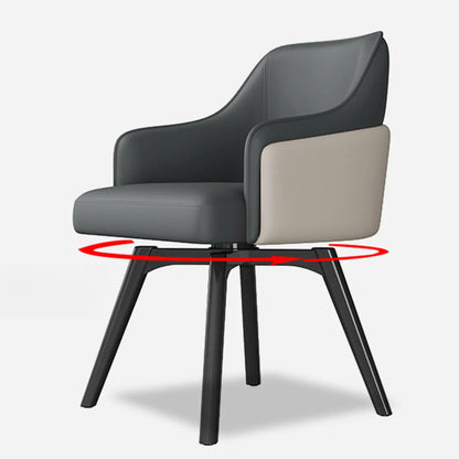 Chaise de salle à manger pivotante moderne en similicuir avec dossier plein