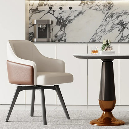 Chaise de salle à manger pivotante moderne en similicuir avec dossier plein