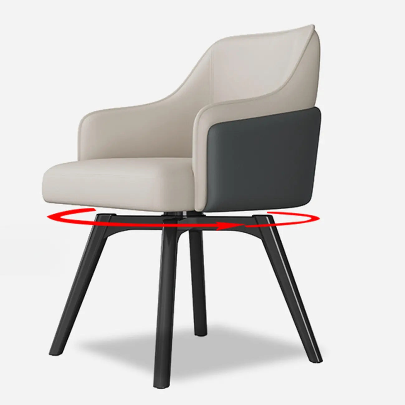 Chaise de salle à manger pivotante moderne en similicuir avec dossier plein