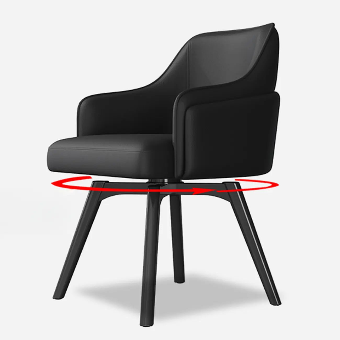 Chaise de salle à manger pivotante moderne en similicuir avec dossier plein