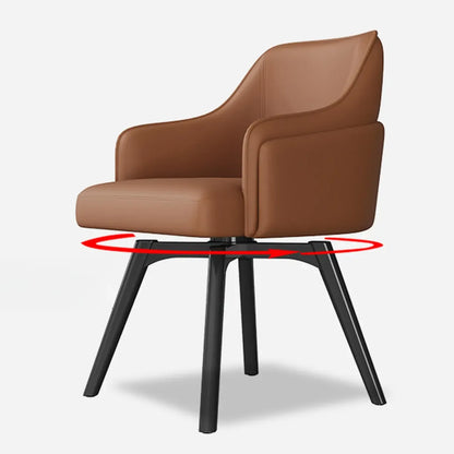 Chaise de salle à manger pivotante moderne en similicuir avec dossier plein