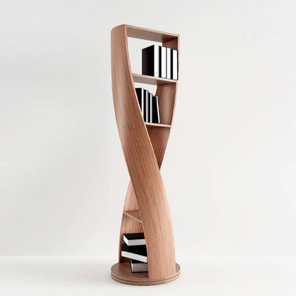 Bibliothèque verticale contemporaine en bois à 5 niveaux en forme de sablier