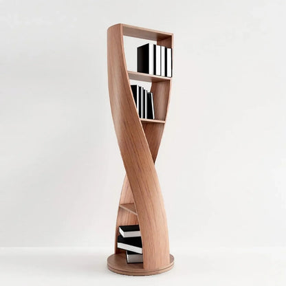 Bibliothèque verticale contemporaine en bois à 5 niveaux en forme de sablier