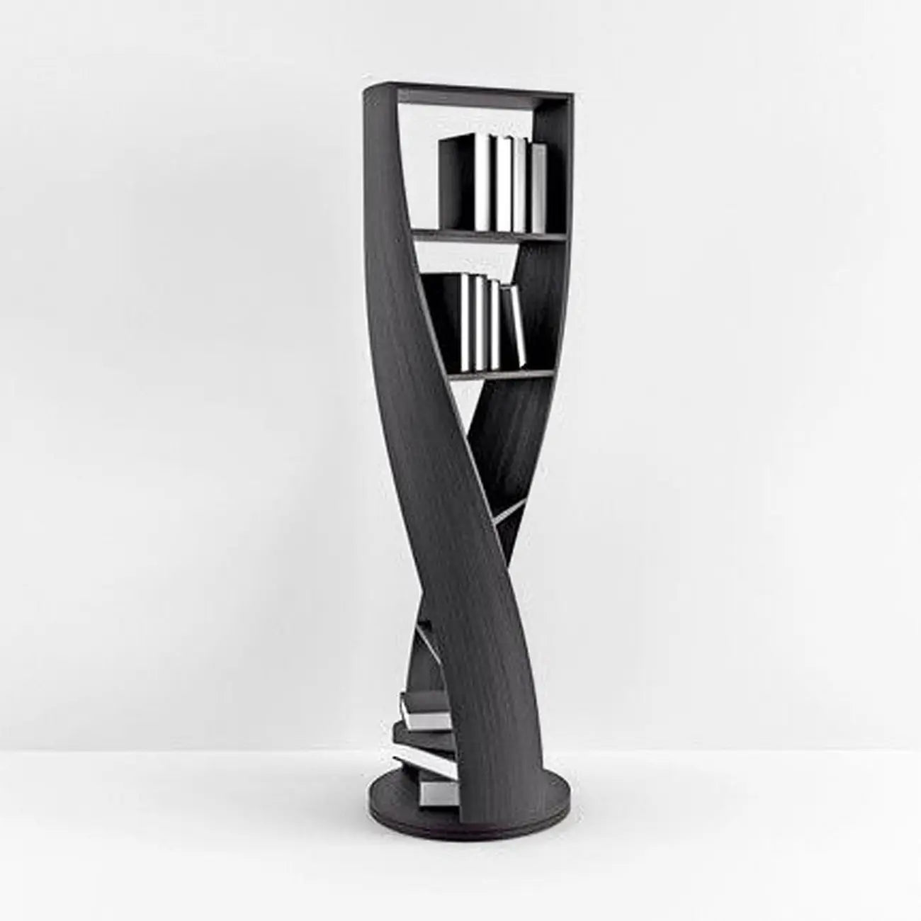 Bibliothèque verticale contemporaine en bois à 5 niveaux en forme de sablier