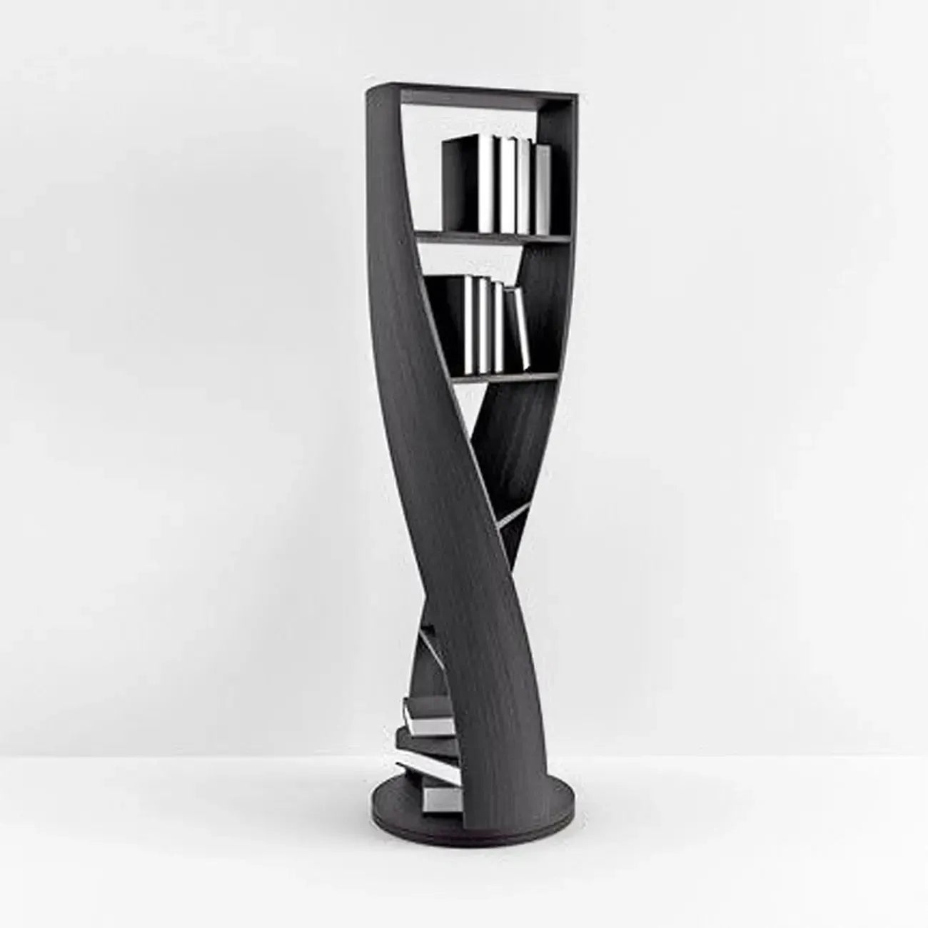 Bibliothèque verticale contemporaine en bois à 5 niveaux en forme de sablier