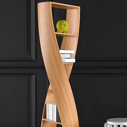 Bibliothèque verticale contemporaine en bois à 5 niveaux en forme de sablier