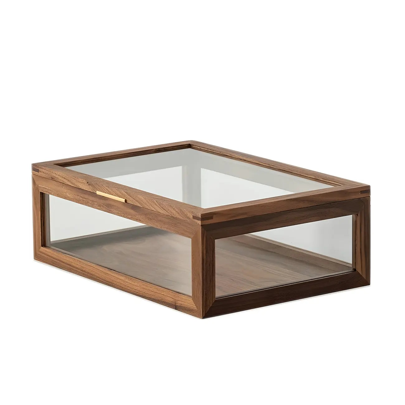 Petite vitrine en bois de noyer avec portes vitrées