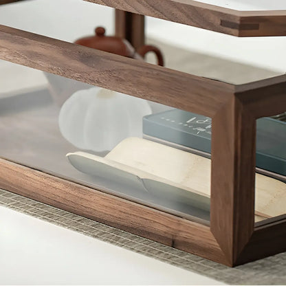 Petite vitrine en bois de noyer avec portes vitrées