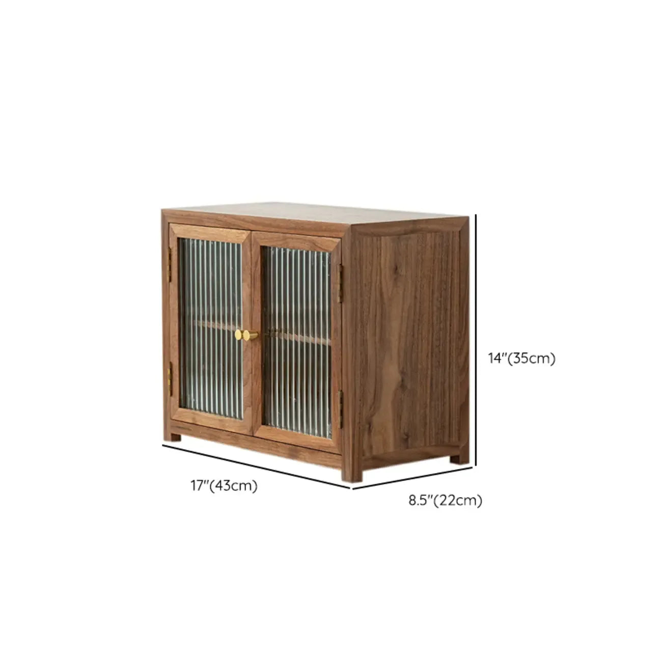 Petite vitrine en bois de noyer avec portes vitrées