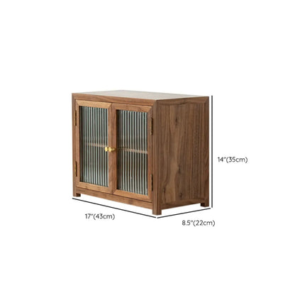Petite vitrine en bois de noyer avec portes vitrées